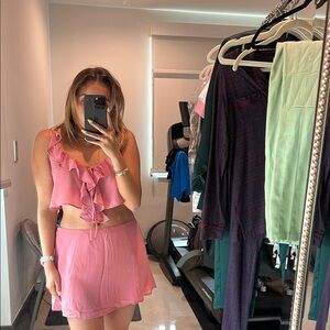 Pink Ruffled Two-Piece Set